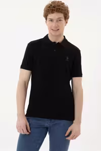 تی شرت یقه پولو مشکی مردانه اورجینال U.S. Polo Assn.