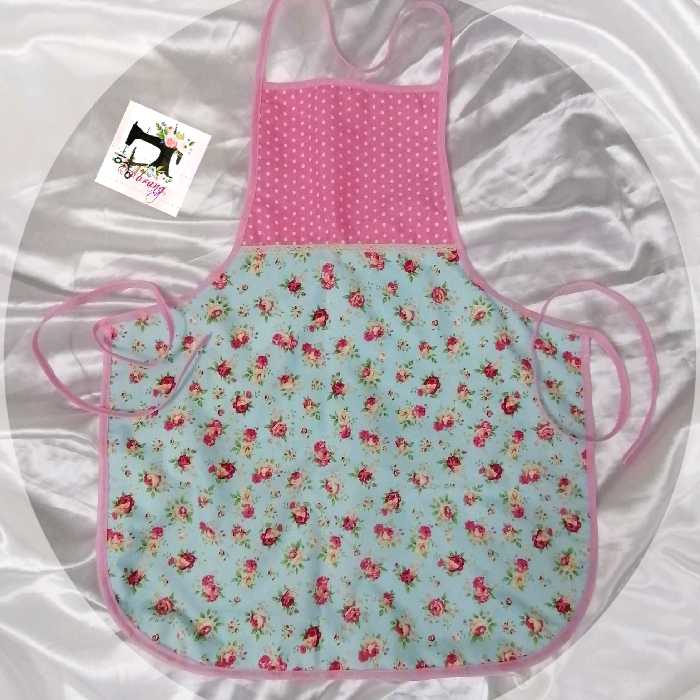 پیشبند دولایه سبک خاص پسند مدل رز آبی اتمام موجودی پارچه رنگ فیروزه و موجود بودن طرح های دیگر پارچه 