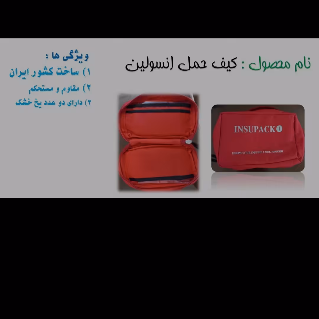 کیف حمل انسولین ساخت کشور ایران مقاوم و مستحکم و دارای 2عدد یخ خشک