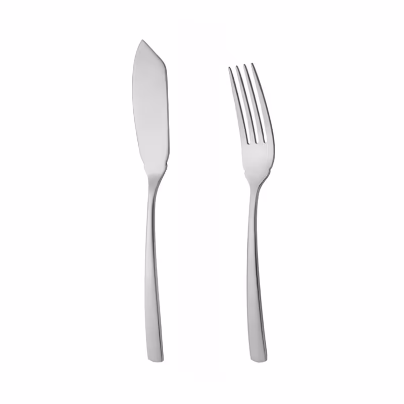 کارد و چنگال ماهی 6 نفره ناب استیل طرح فلورانس استیل براق (12 پارچه)