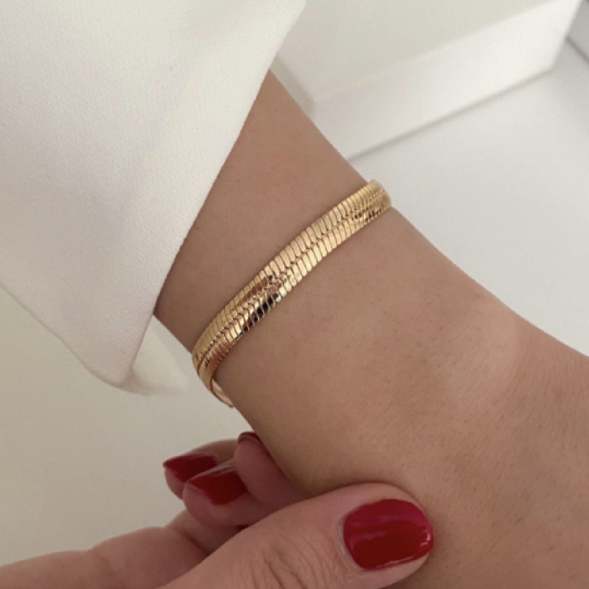 دستبند هرینگبون ماری کیفیت عالی به طول 18 سانت و ضخامت 6میل