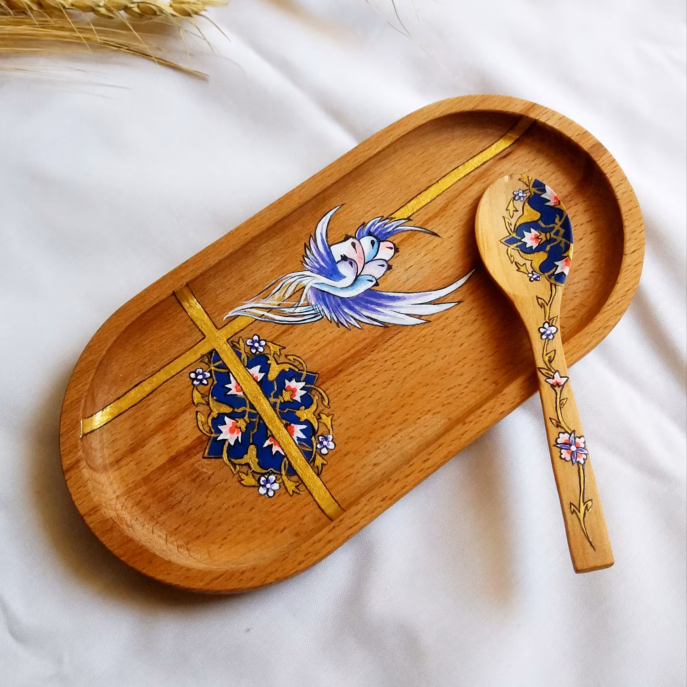 سینی نقاشی شده با پوشش رزین