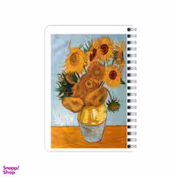 دفترچه یادداشت 80 برگ بامبیلیپ مدل چوبی طرح تابلو گلدان آفتاب گردان ونگوگ کد 2111396