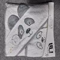 ست دوتکه حوله و لیف گوش برجسته مادرکر پاندا طوسی