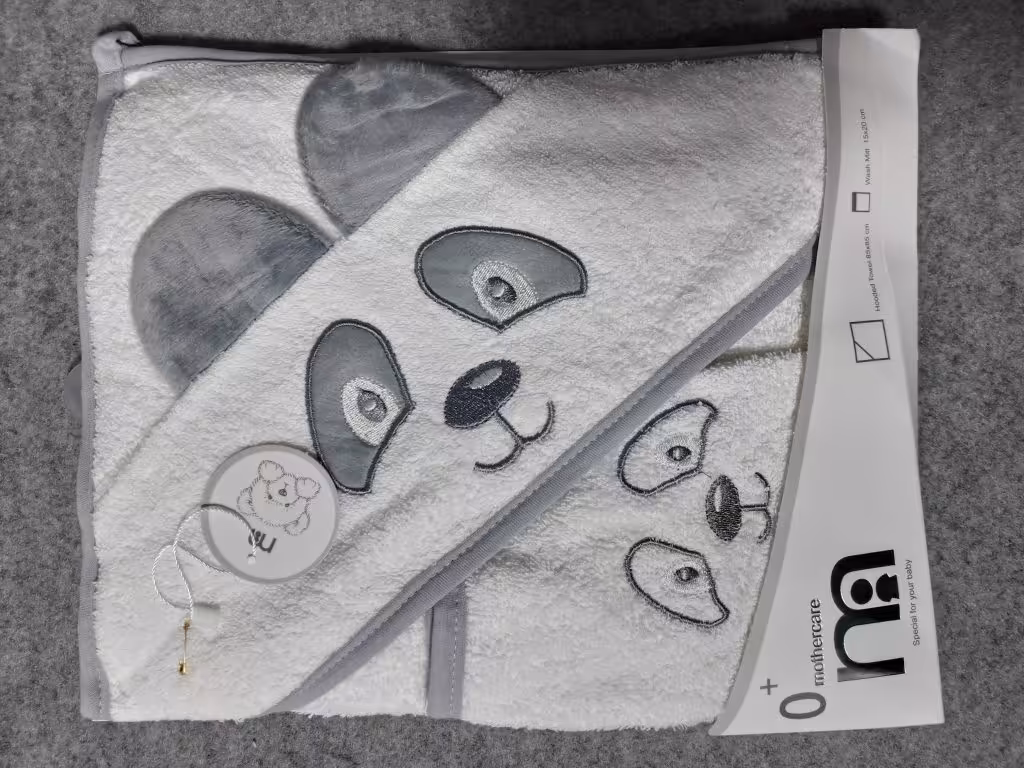 ست دوتکه حوله و لیف گوش برجسته مادرکر پاندا طوسی