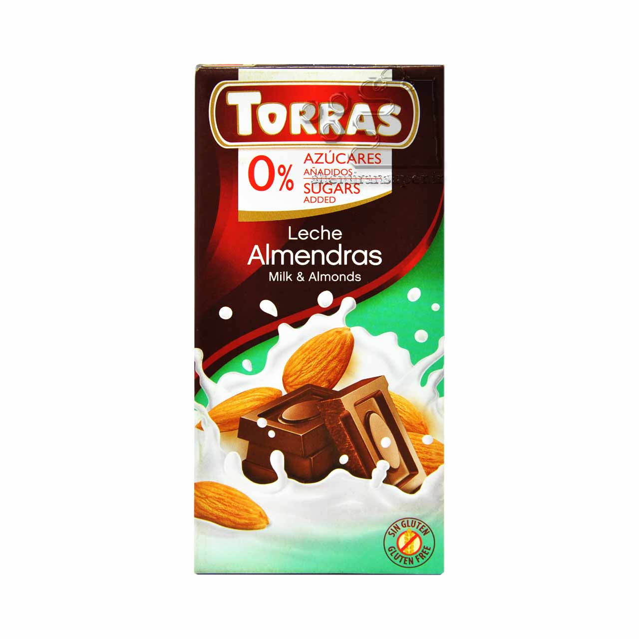شکلات شیری و بادام ( بدون گلوتن و شکر افزوده ) 75 گرم توراس - torras