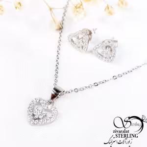 نیمست نقره قلبی طرح جواهر کد 10658