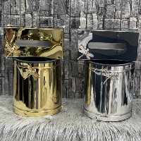 سطل و جا دستمال کاغذی گرد استیل 