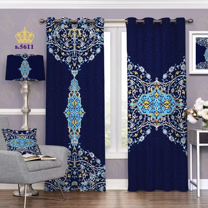 پرده پذیرایی دو قواره طرح اسلیمی کد S5611