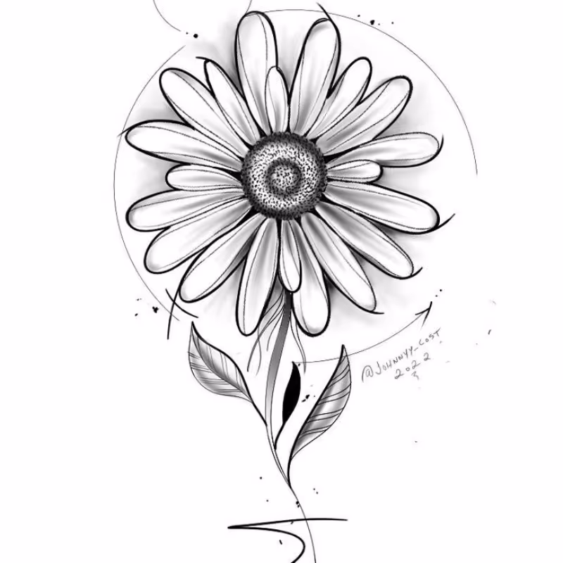 نقاشی سیاه قلم گل