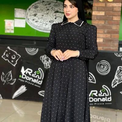 پیراهن بلند مشکی خال خالی کد 456