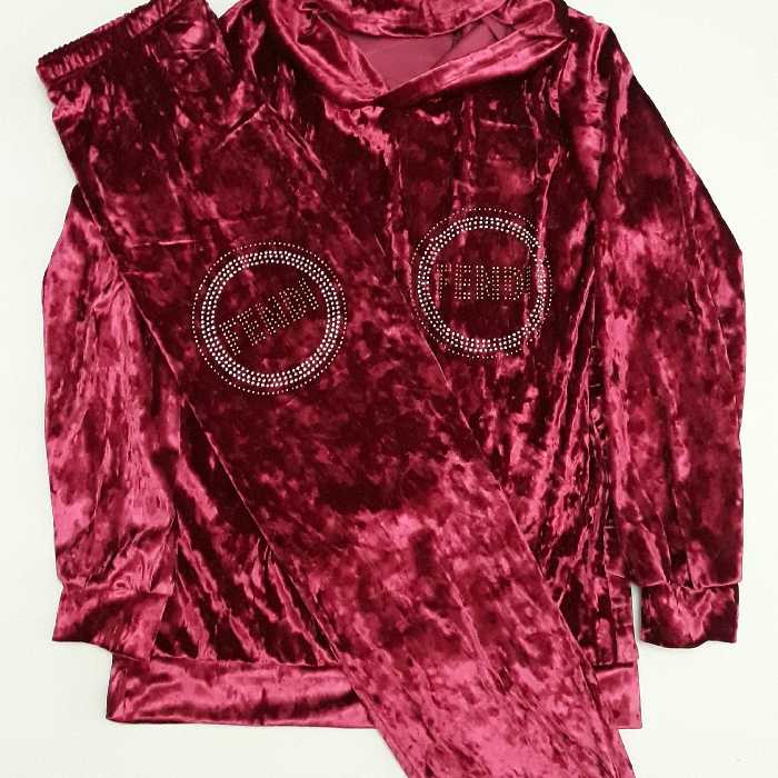 ست هودی کلاهدار و شلوار مخمل