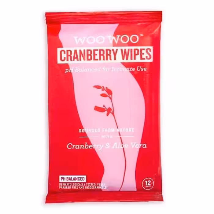 دستمال مرطوب کرنبری و آلوئه ورا woo woo بسته 12 عددی