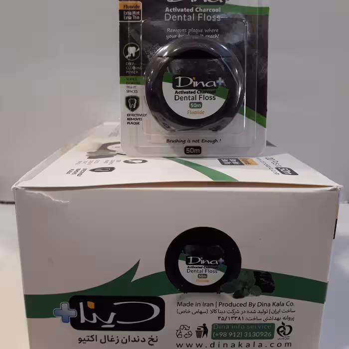 نخ دندان دینا مدل  زغال اکتیو 50 متری
