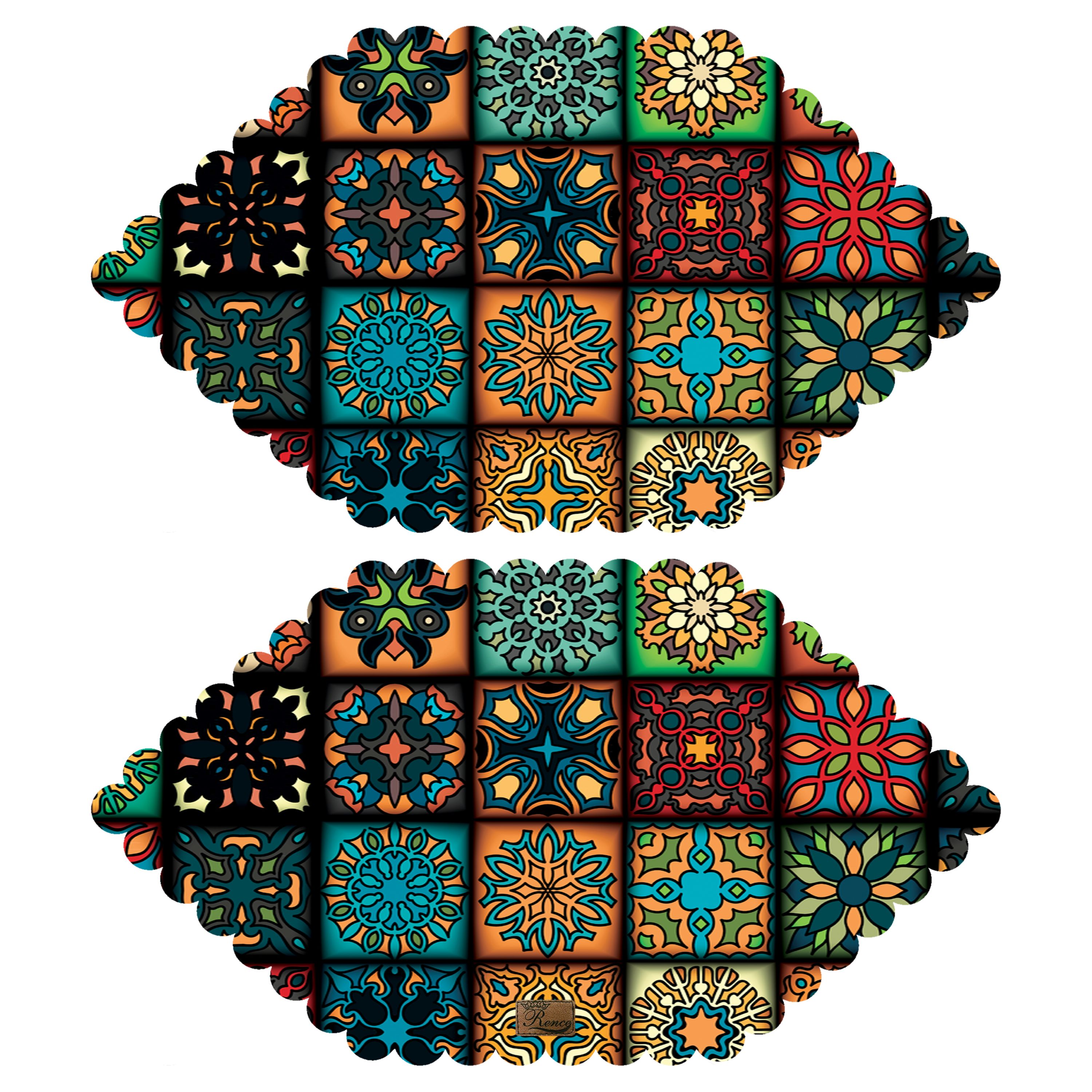 رومیزی مخمل طرح سنتی دو عدد سایز 30 در 50 مدل T5-76 شرکت رنس