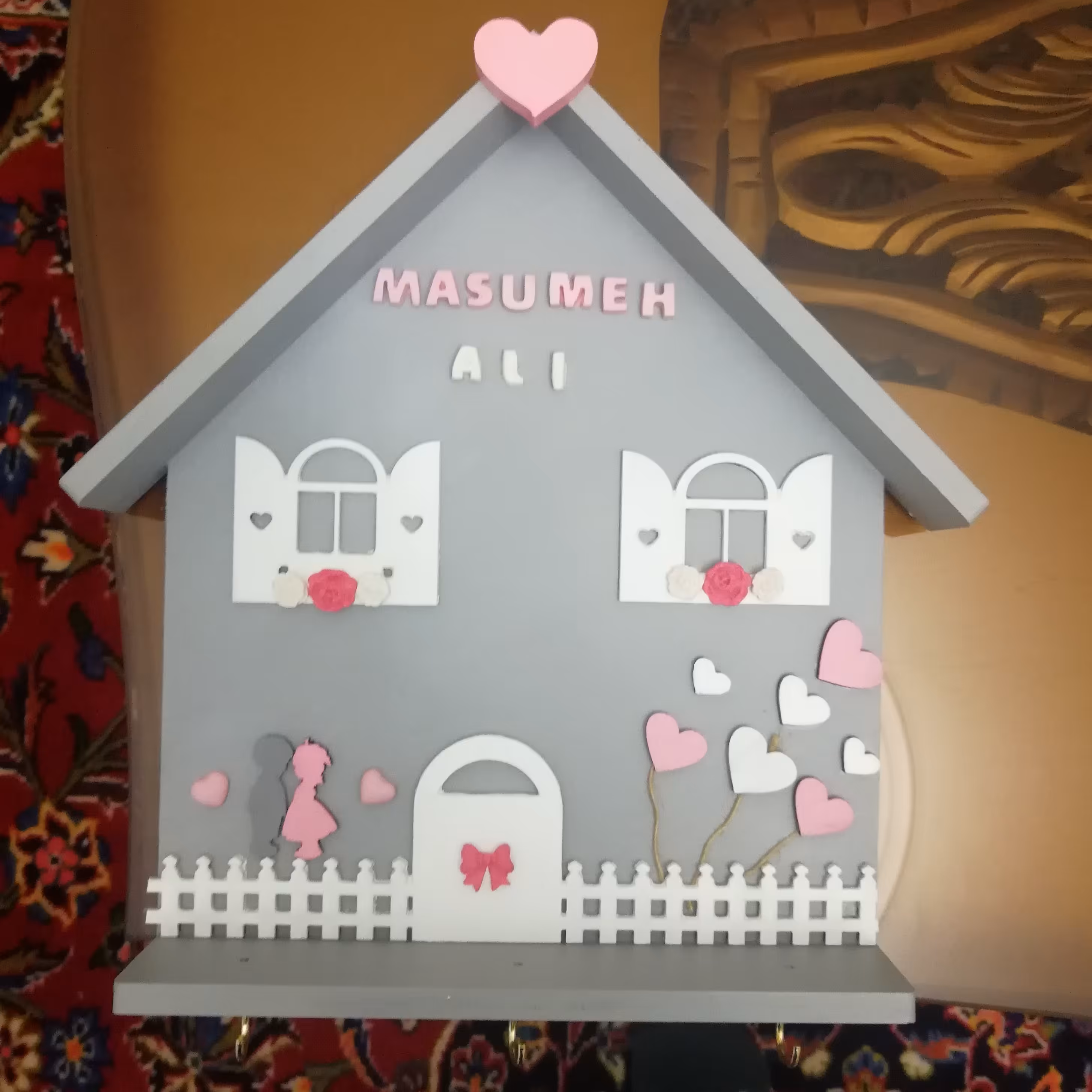 جاکلیدی چوبی فانتزی طرح کلبه 