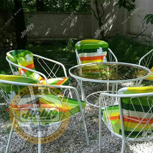 مبل باغی فلزی مدل لارنا 4 نفره با میز قطر 100   به روش پس کرایه 