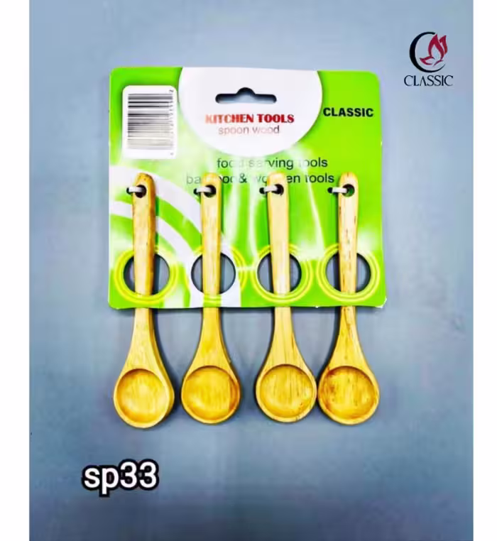 قاشق چوبی 4عددی 12سانتی‌متر sp33