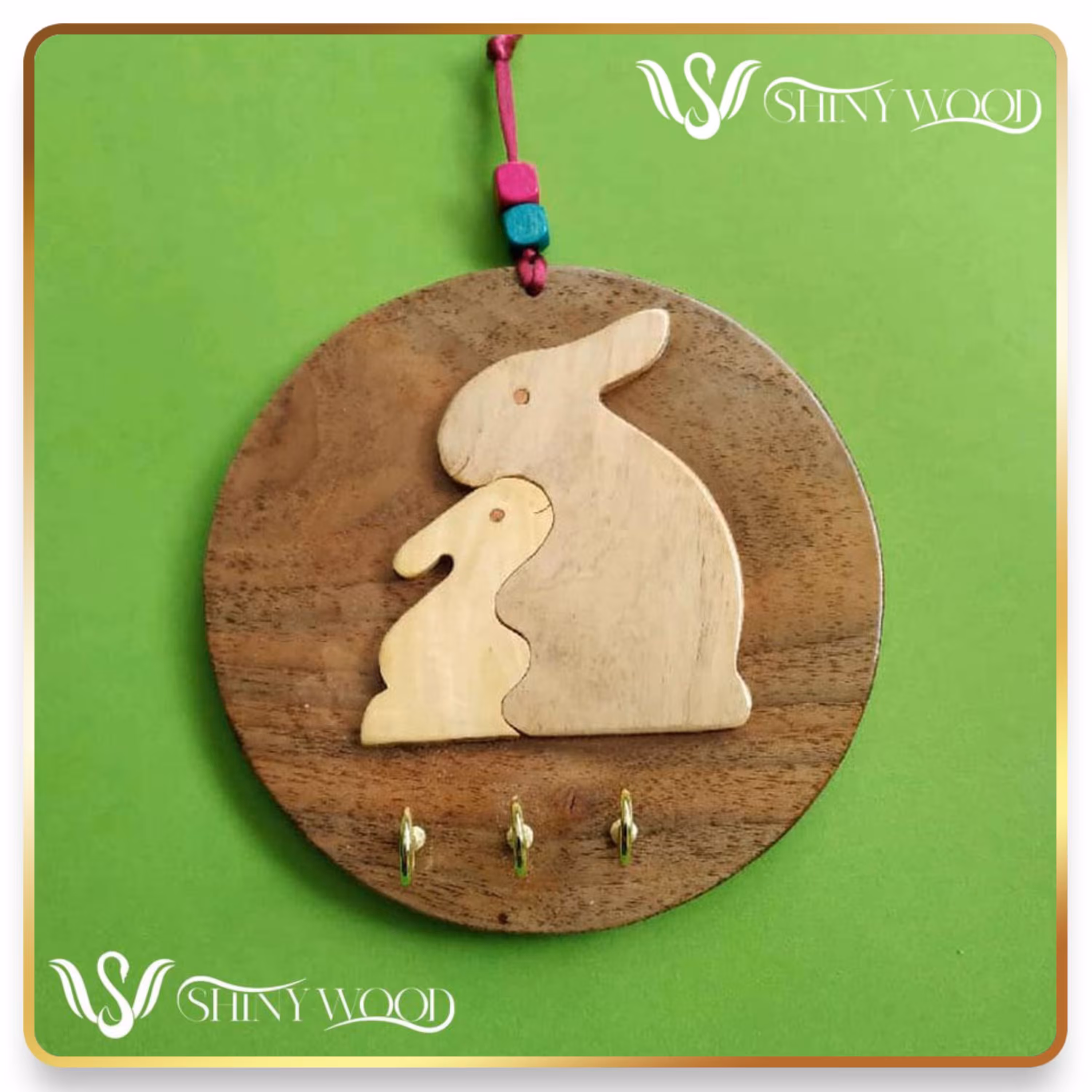 جا کلیدی چوبی دیواری خرگوش مادر