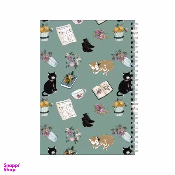 دفتر مشق 80 برگ بامبیلیپ طرح پترن گربه و گلدان و کتاب کد 4956105