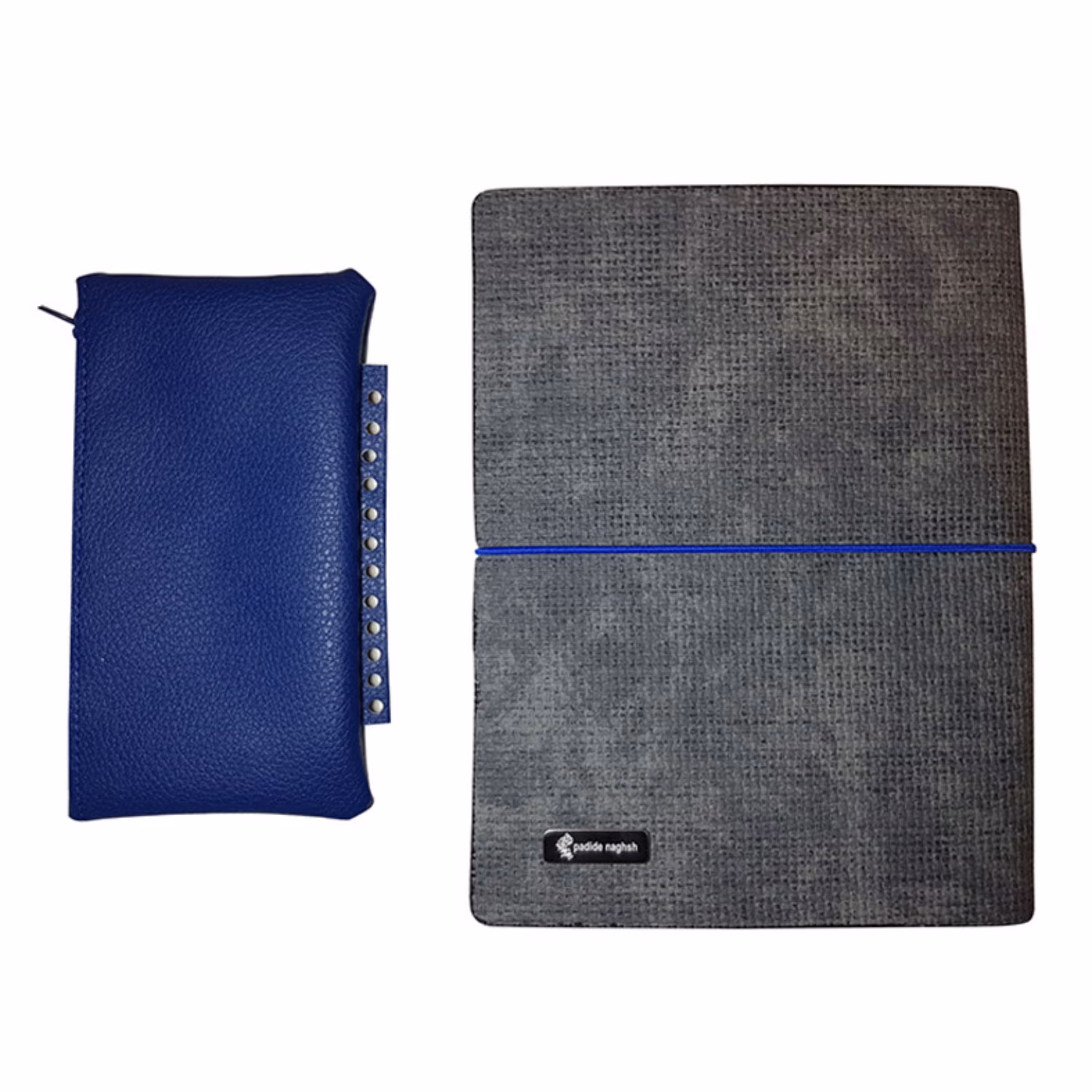 کلاسور 20 حلقه طرح سنگی همراه با جامدادی - سورمه ای