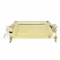 سینی استیل نگار مستطیل کوچک مدل رز تمام طلایی کد 600