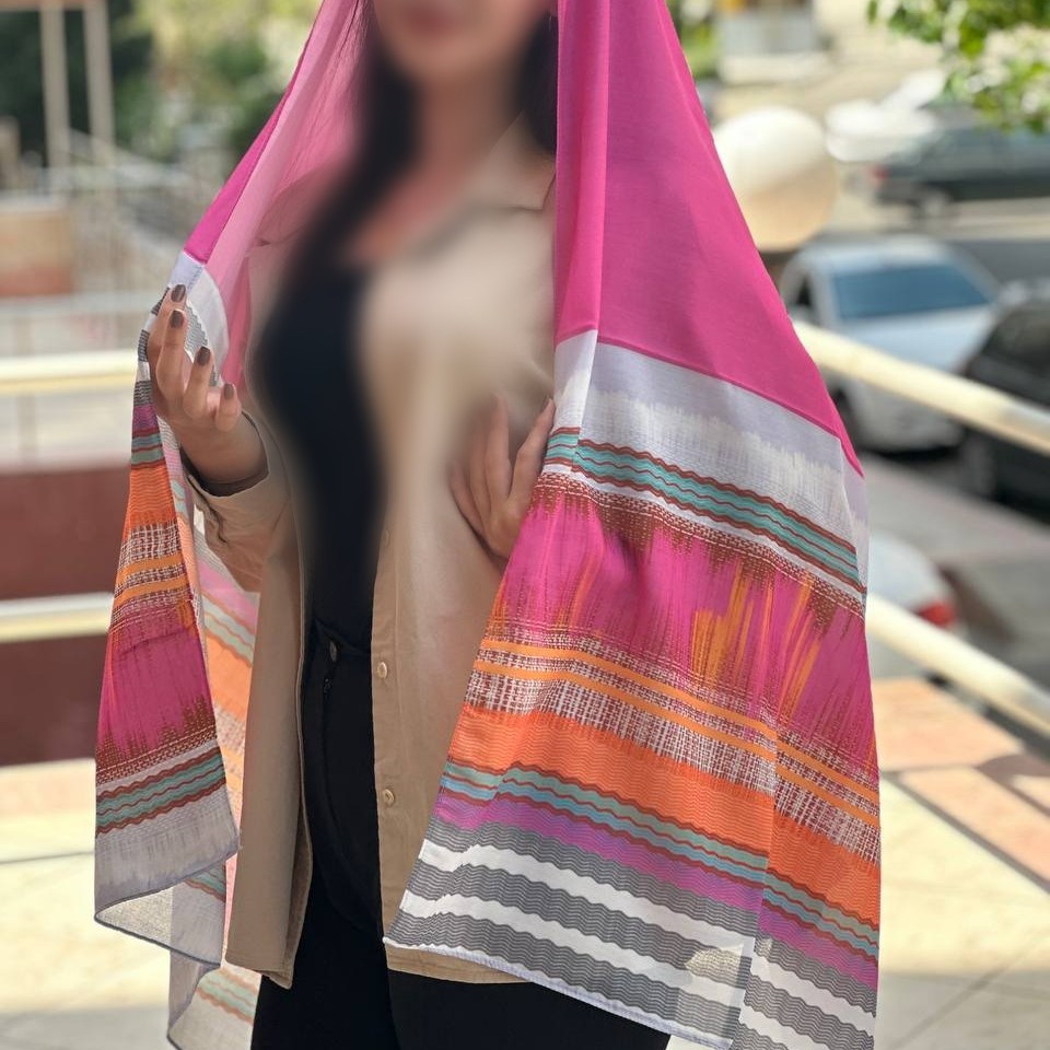 شال نخی طرحدار سرخابی نرم و لطیف با کیفیت با ارسال رایگان