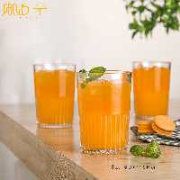 لیوان شیشه ای شیاردار 3 عددی لیمون
