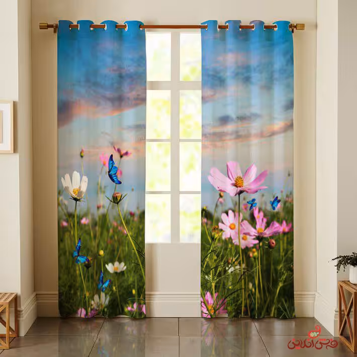 پرده 2عددی طرح دشت گل کد 2622