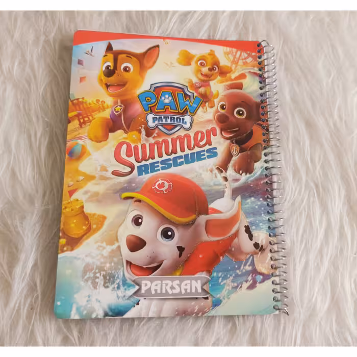 دفتر سیمی خط دار، جلد گلاسه، 80برگ، سایز 23*17، طرح سگ نگهبان