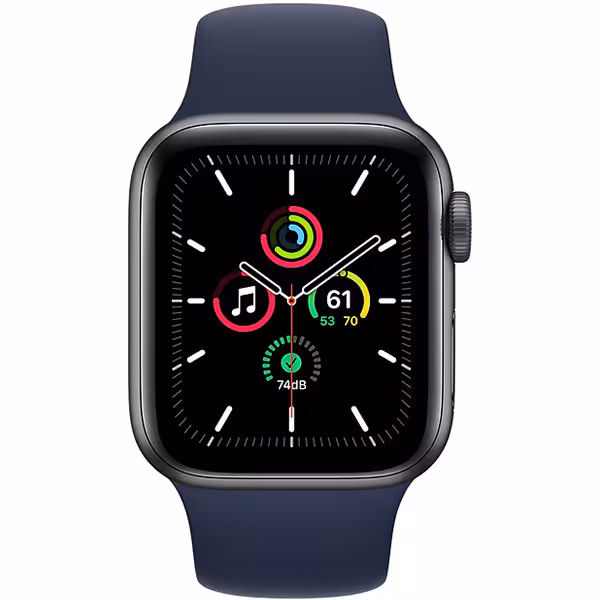 سری اس ای آلومینیوم 44 میلیمتری مردانه قاب مشکی با بند اسپرت سرمه ای - Hiapple.ir