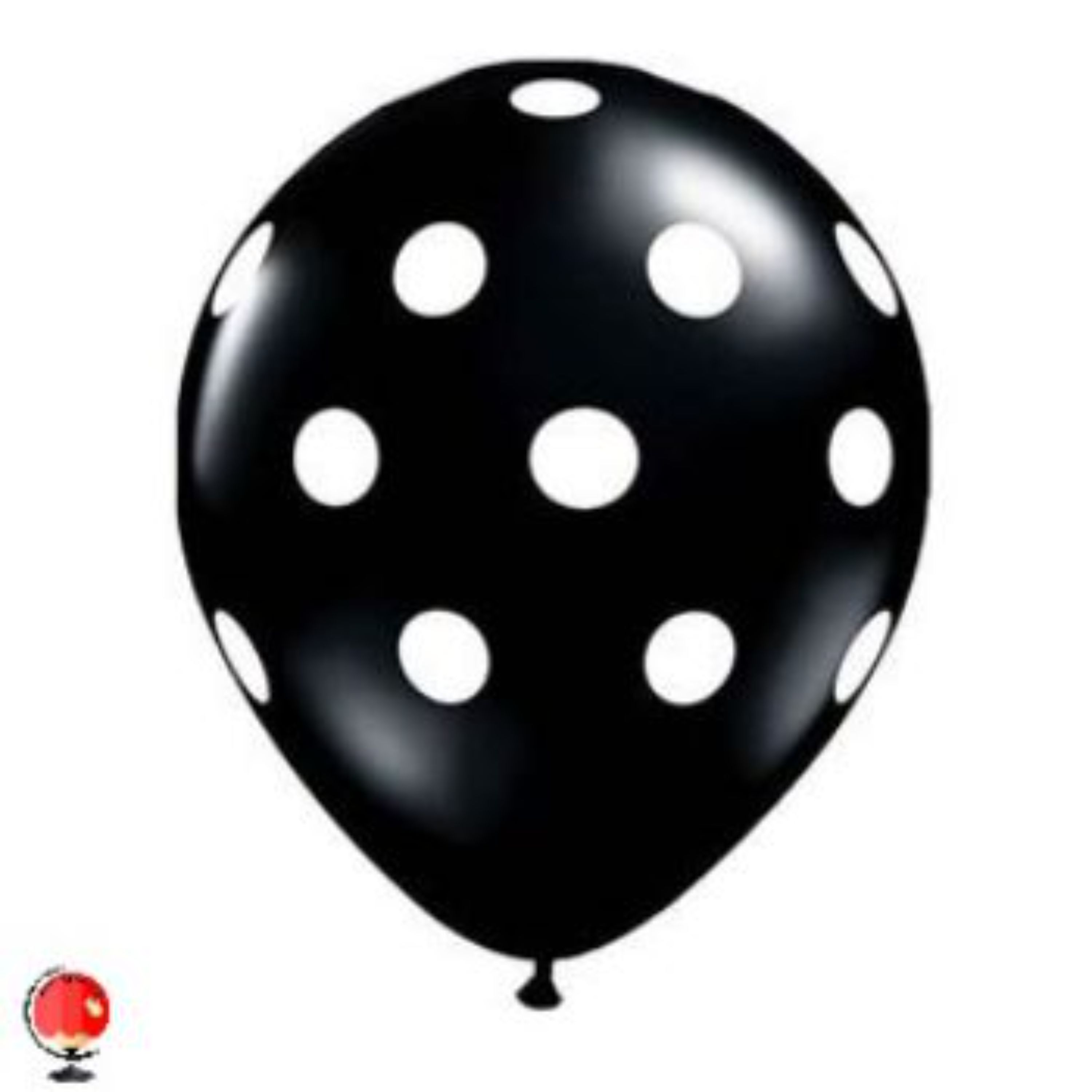 بادکنک مشکی خالدار سفید سایز 12 اینچ