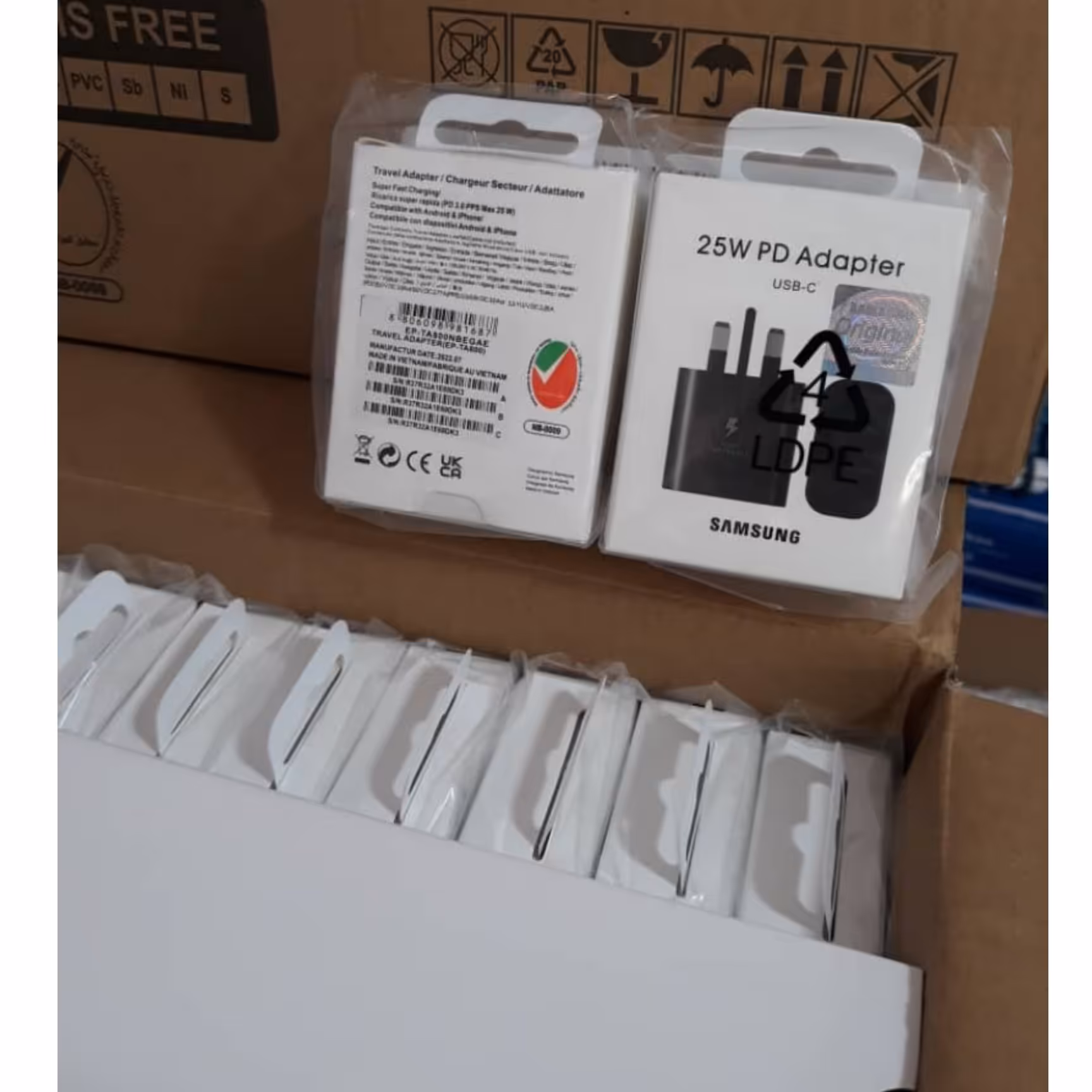 فروش عمده اداپتور 25 واتی سامسونگ (3 عددی) 