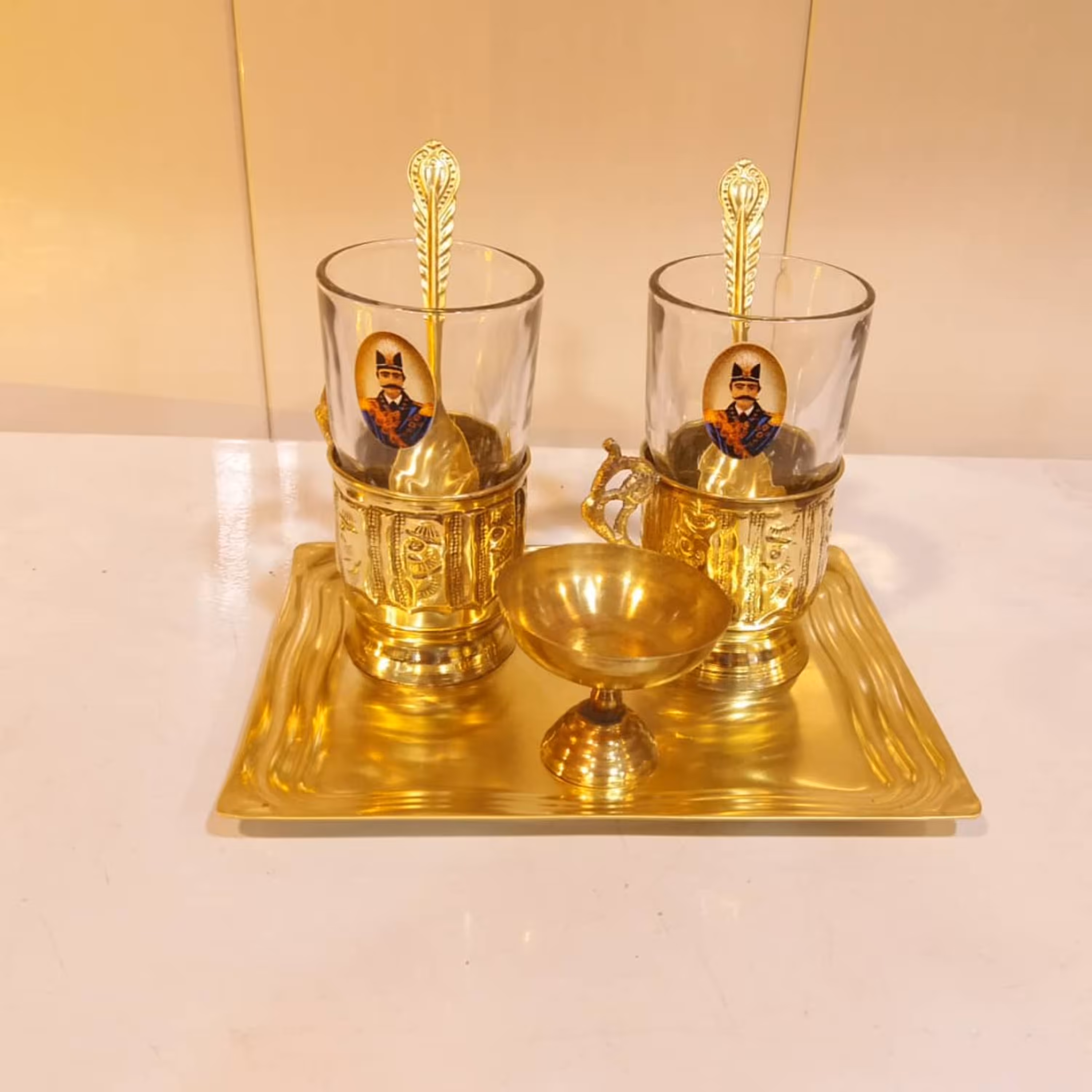 سرویس چایخوری 2 نفره برنجی