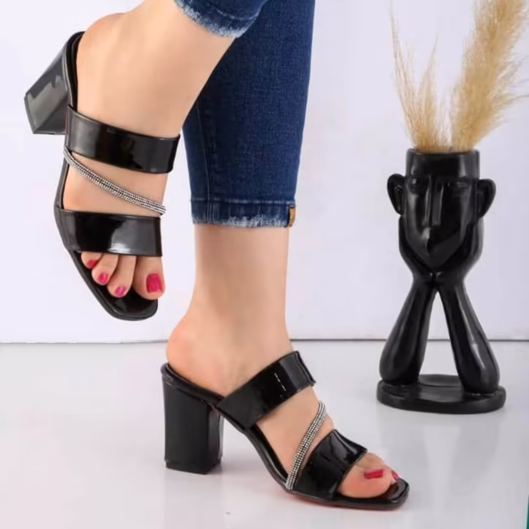 صندل ورنی سوپر نگین پاشنه 7سانت