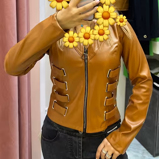 کت  تک  چرم جلو  لوبیایی