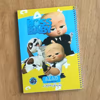 دفتر حاشیه دار یا داخل طرح دار  40 برگ با طرح های متفاوت در هر صفحه مدل بچه رییس