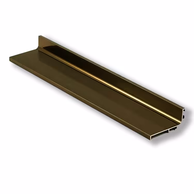 دستگیره پروفیل آلومینیوم شاخه ای  رنگ شامپاینی(زیتونی) مدل ال 3متری کاپران 