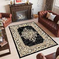 فرشینه مشکی کرم طرح نقشه لچک و شاه عباسی WA-1799