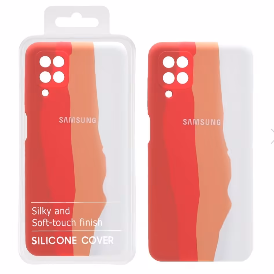 قاب سامسونگ A12 و M12 و F12 سیلیکونی آبرنگی اورجینال محافظ لنزدار نارنجی ارسال به سراسر ایران 