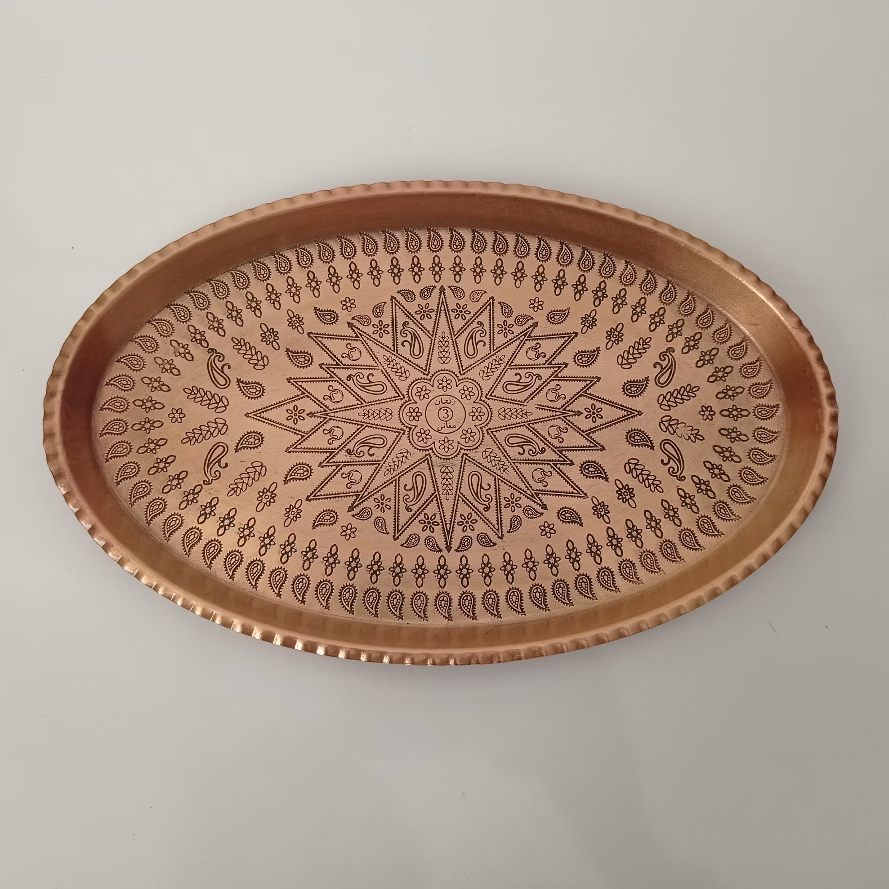 سینی مسی طرحدار بیضی شکل سایز 4 زنجانیها