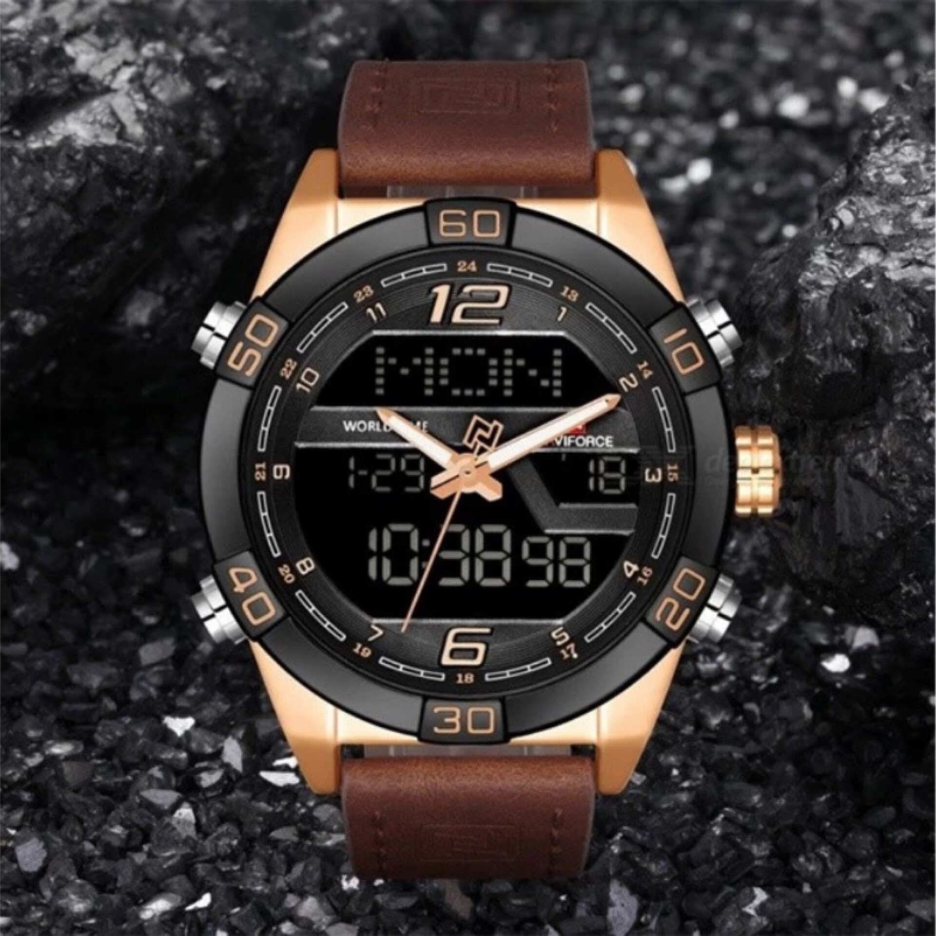 ساعت مچی ناوی فورس NAVIFORCE NF9128M رنگ مشکی طلایی اورجینال
