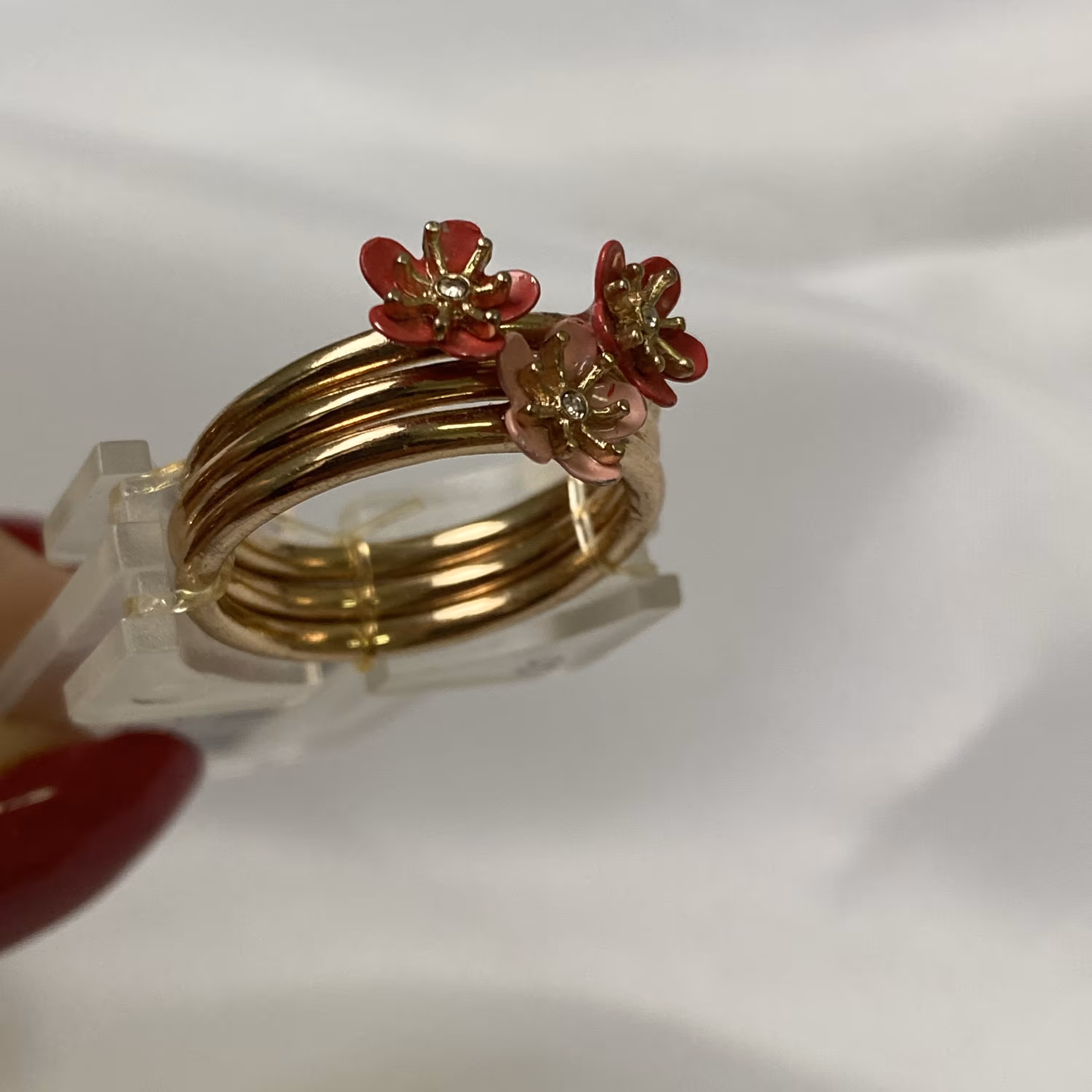 پک انگشتر سه تایی طرح گل ظریف