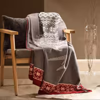 پتو پنبه ای ترک برند مادام کوکو Madamcoco مدل Agathe Gri شال مبل سایز 130 در 170