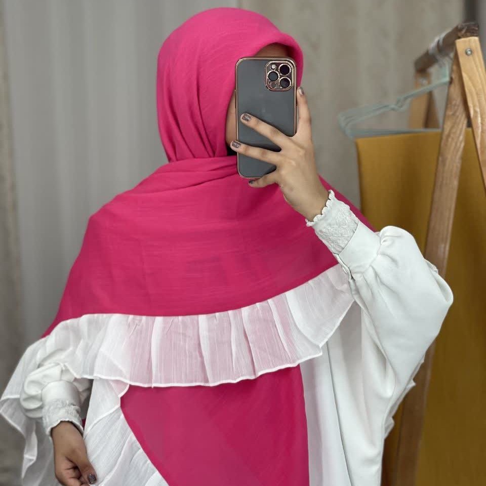 روسری وال اسلپ چیندار سایز متوسط رنگ صورتی وزن 120 گرم