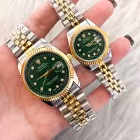  ست ساعت زنانه و مردانه با هم  رولکس بنداستیل دورنگ صفحه سبز
کیفیت عالی. تقویم دار. شش ماه گارانتی