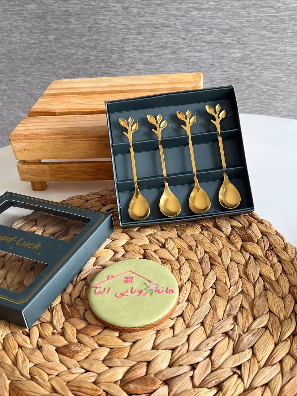 ست 4 عددی قاشق چایخوری برگ طلایی