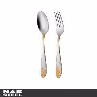 سرویس قاشق و چنگال ناب استیل 12 پارچه مدل امپریال دور طلایی