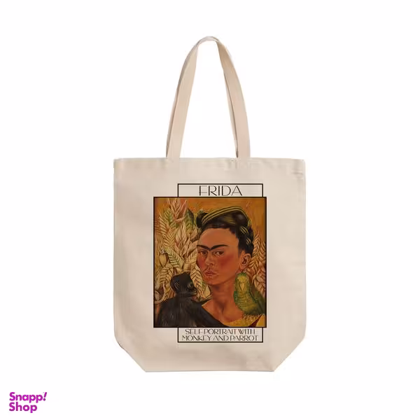 ساک خرید ترمه طراحان ایده مدل خودنگار با میمون و طوطی از فریدا کد art0129 - L