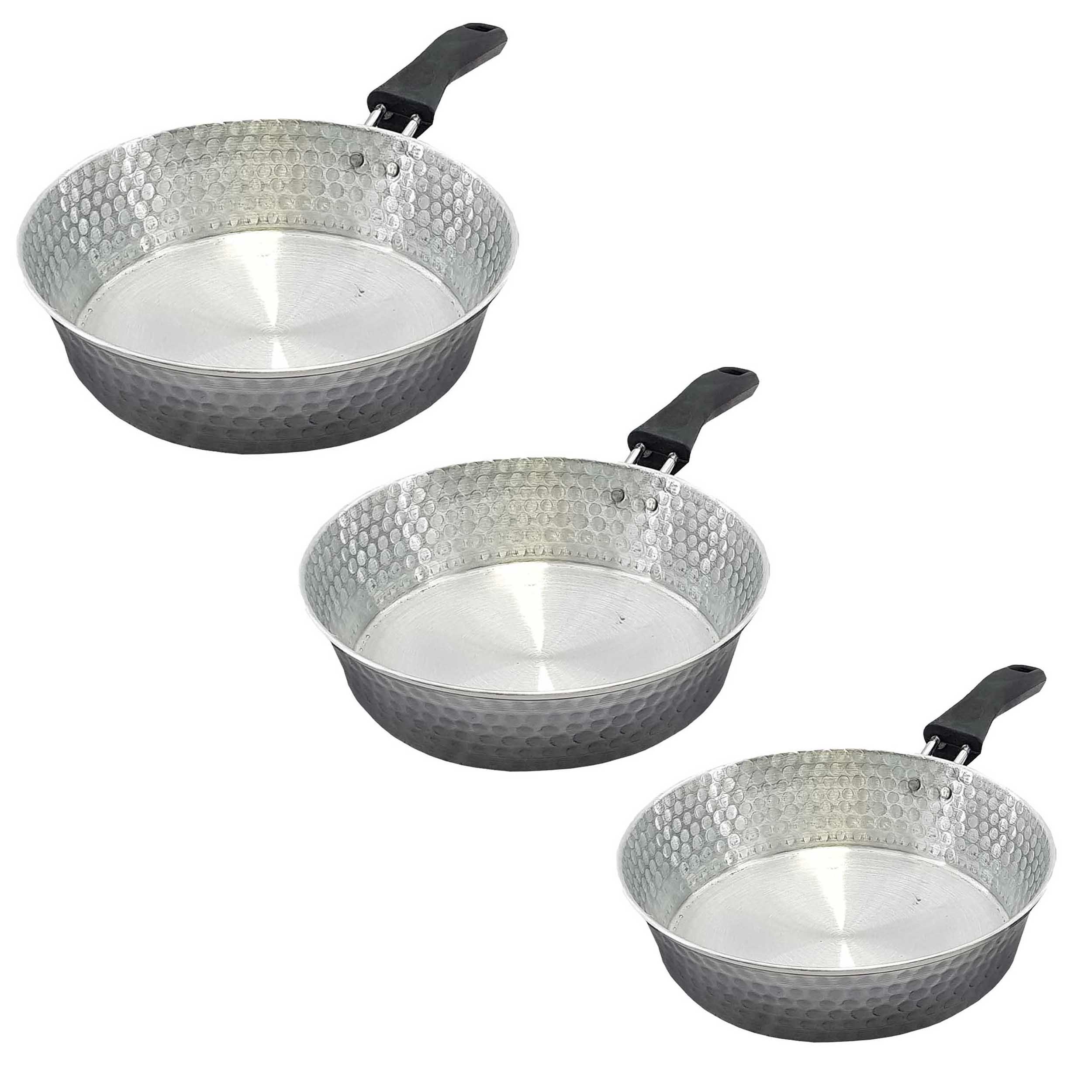 سرویس 3 پارچه تابه روحی چکشی سایز 20و24و26 تک دسته پلاستیکی